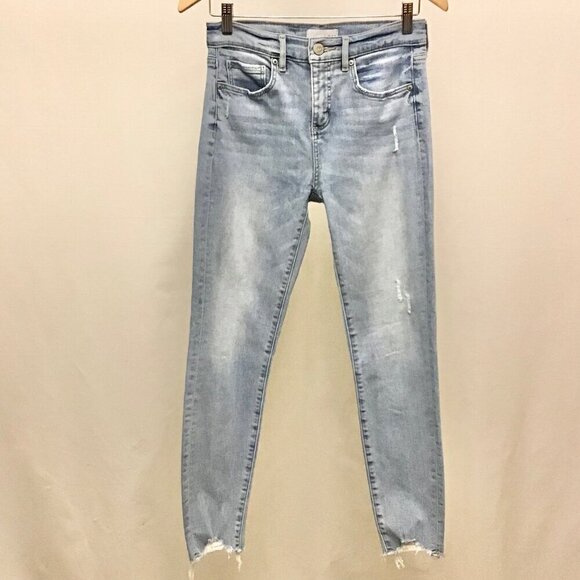LOFT 4 (27) Skinny Jeans Women’s Distressed Frayed Hems Light Wash Stretch - Picture 3 of 11